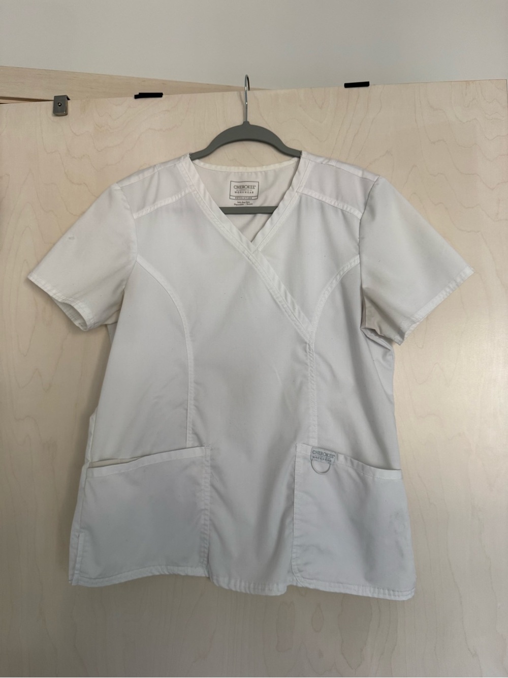 Cherokee White V-Neck Scrub Top